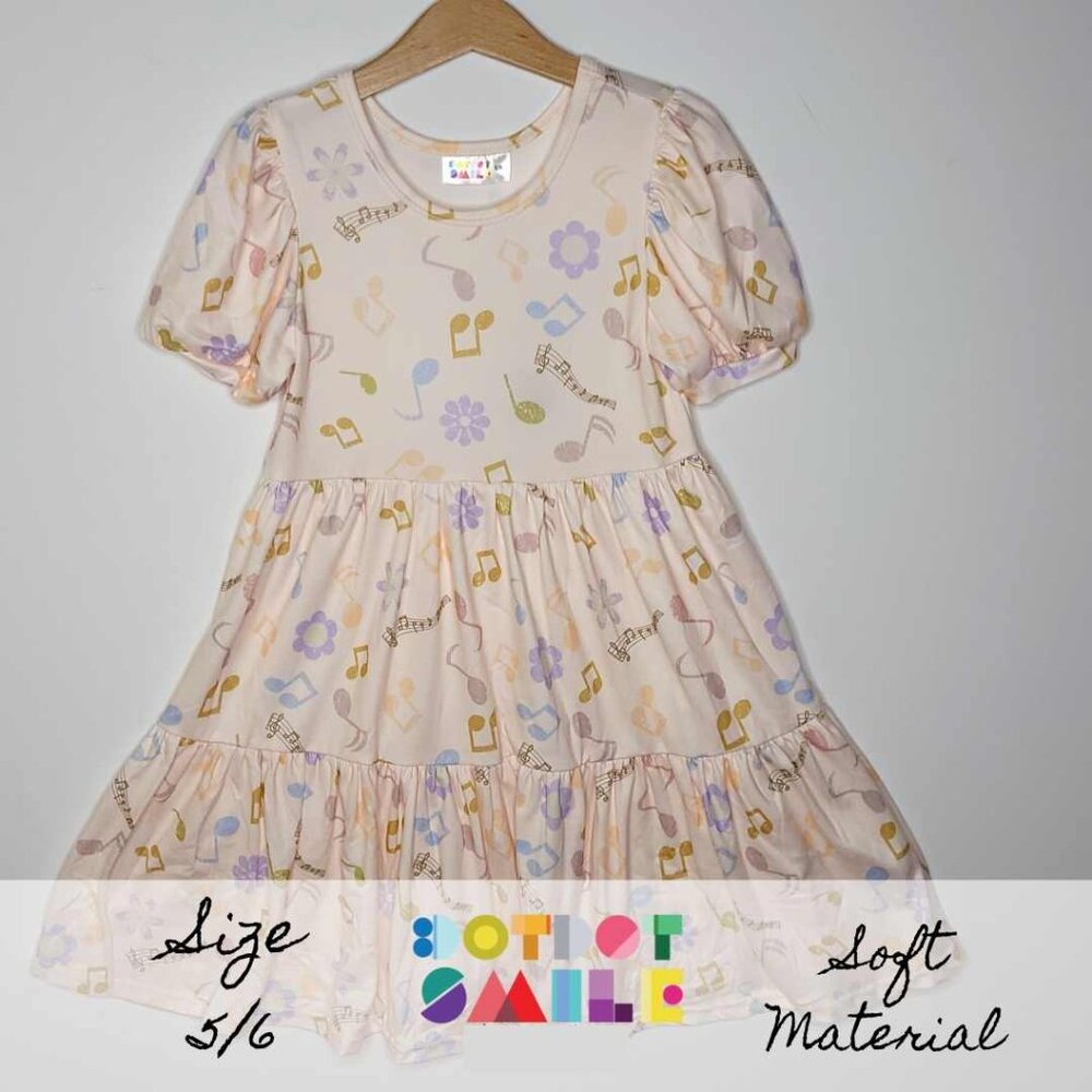 DotDotSmile Size 5/6 Tier Dress - NWT Music Notes Print